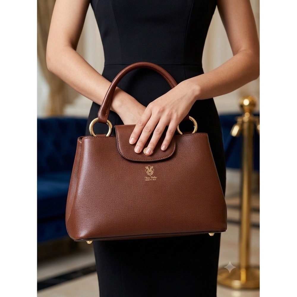 Vera Pelle Satchel Mini Small Bag Leather Top Handle Quite Luxury Classic Italy
